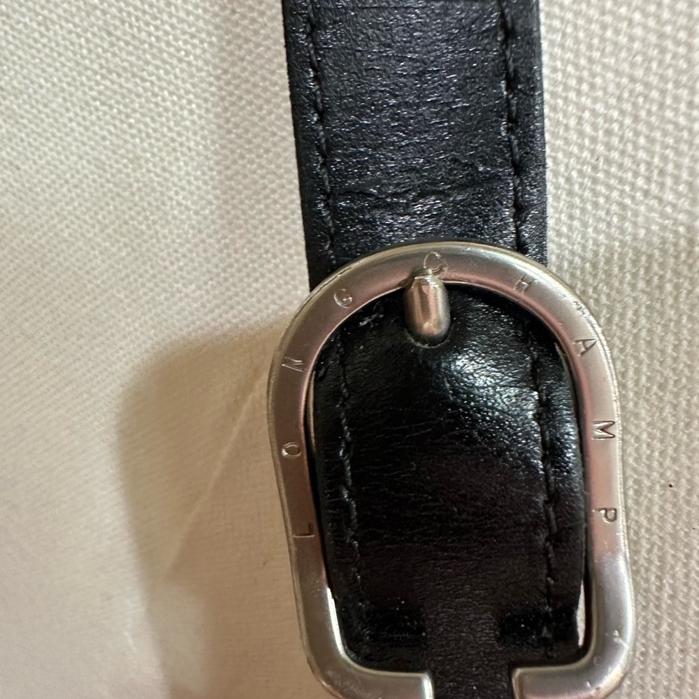 Longchamp Black Leather Shoulder Bag Minimalist Classic Tote Purse - Picture 6 of 13